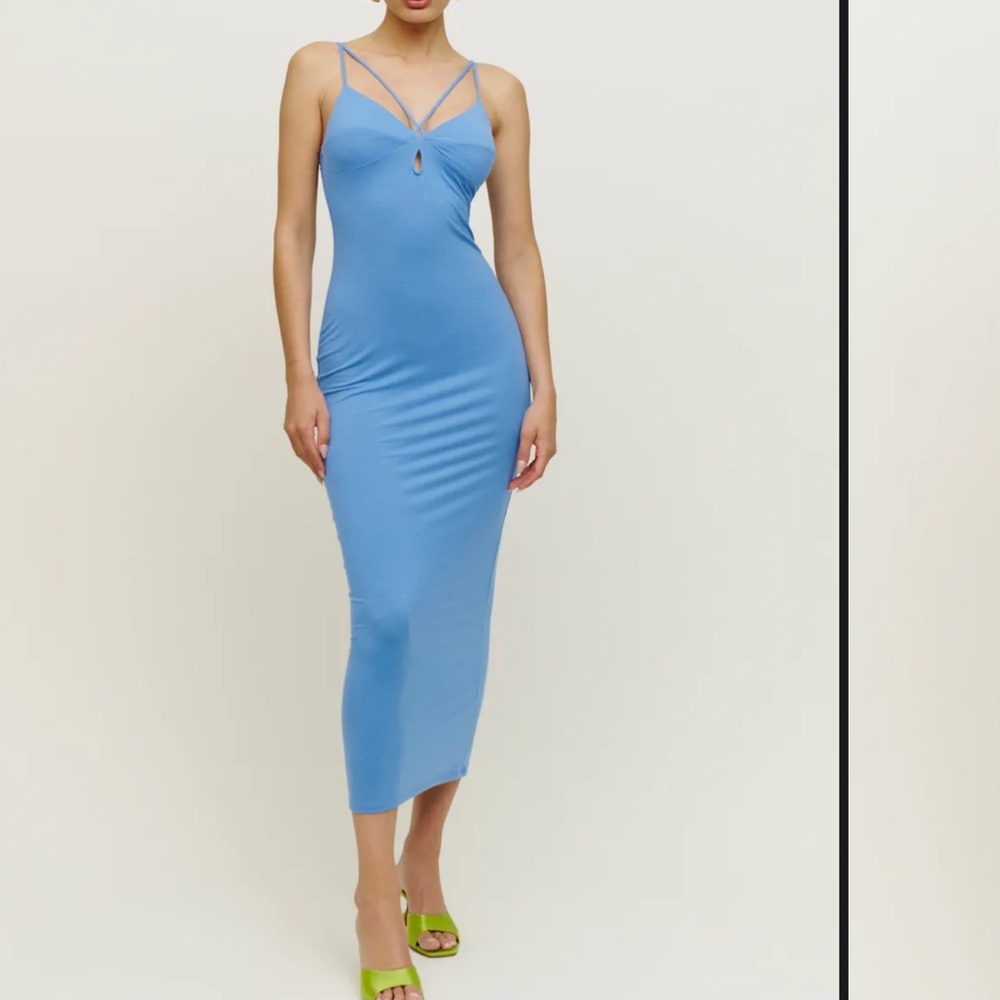 Reformation Sky Blue Strappy Midi Dress